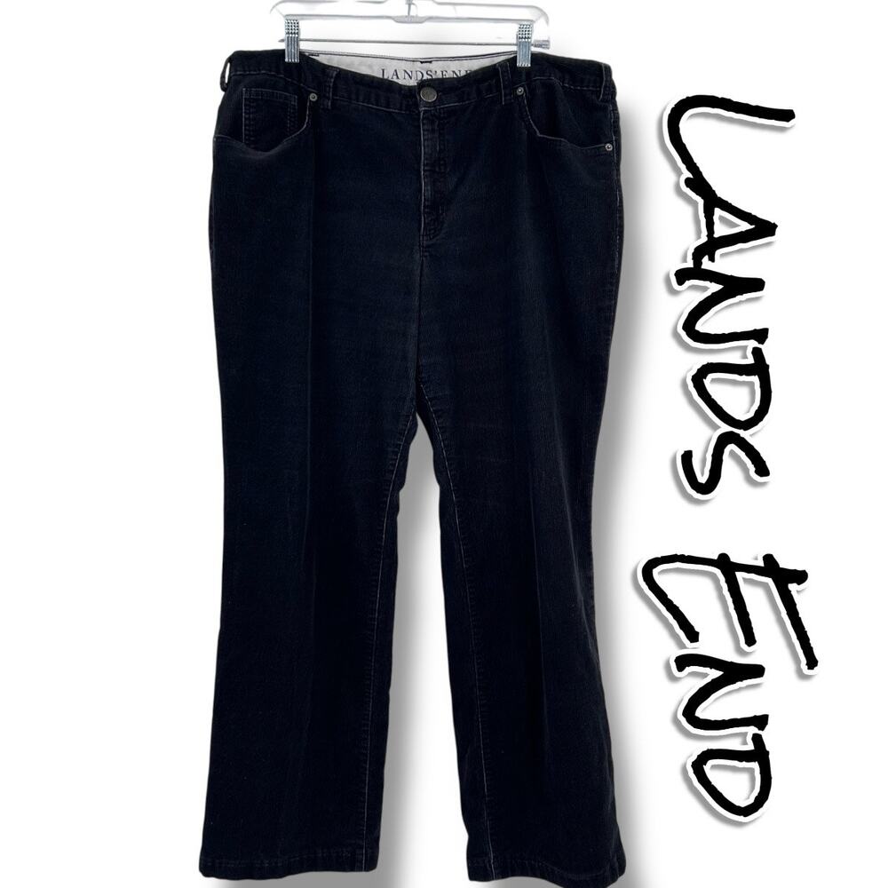 Lands End Plus Size Dark Wash Corduroy Bootcut Pants Stretch Mid Rise Womens 18W